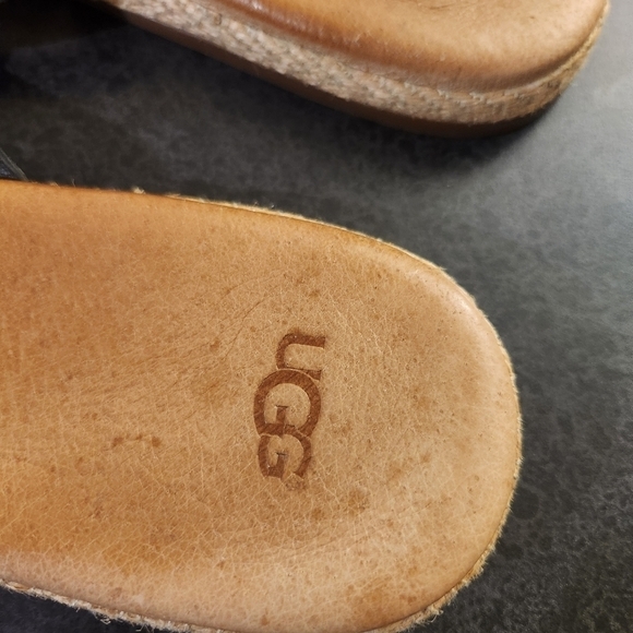 UGG Women's Annice Flip Flop BlackLeather and Jute Size 10 - Picture 9 of 12